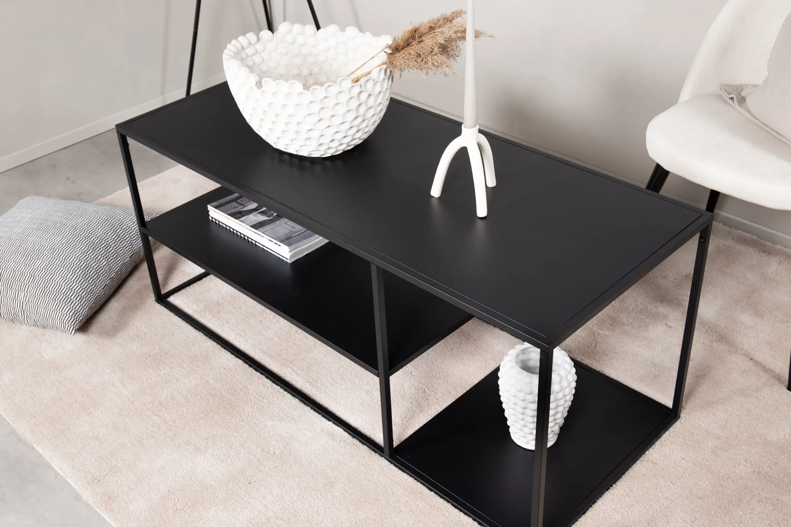 Mustast terasest diivanilaud Staal, 120 × 50 cm, minimalistlik disain - 18081-208
