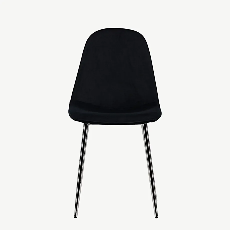 Mustast velvetkangast söögitool Polar, kroomitud terasjalgadel, 19919-855 – 4