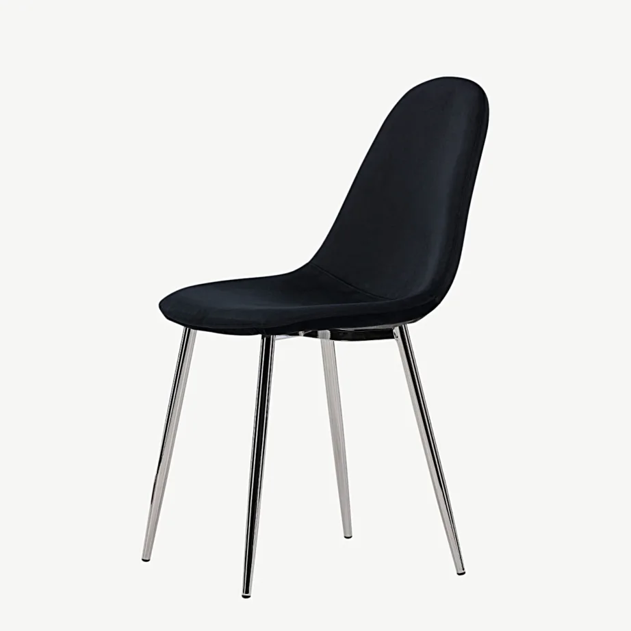Mustast velvetkangast söögitool Polar, kroomitud terasjalgadel, 19919-855 – 7