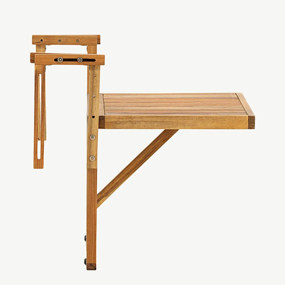 Kokkupandav akaatsiapuidust rõdulaud Marion, naturaalne viimistlus, 2070-075 – 2