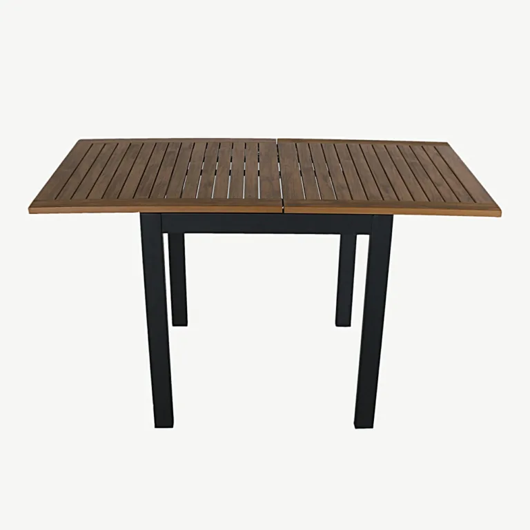 Laiendatav aiakohvilaud Diego (pruun puitplastkomposiit, must alumiinium, 70–130 cm) - 6012-001