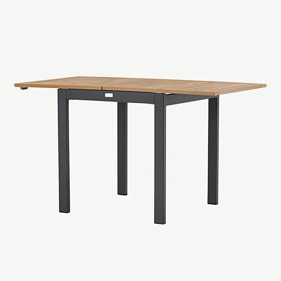 Laiendatav aiakohvilaud Diego (pruun puitplastkomposiit, must alumiinium, 70–130 cm), 6012-001 – 6