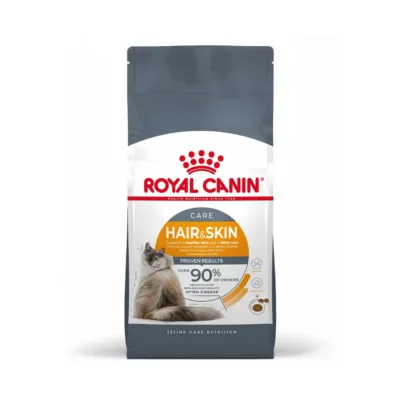 Royal Canin Hair & Skin 4kg kassitoidu kott valgel taustal