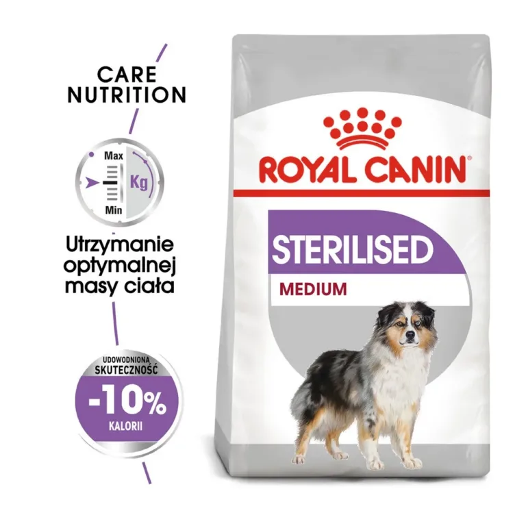 Royal Canin Medium Sterilised fookusega pakend ja graafikud
