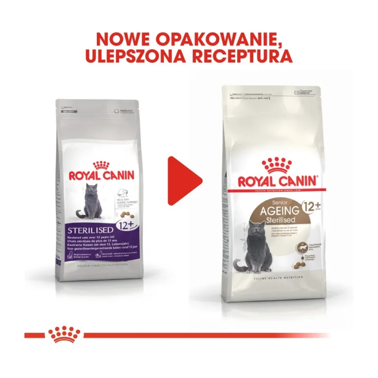 Royal Canin uue ja vana pakendi võrdlus sterliseeritud senior kassidele