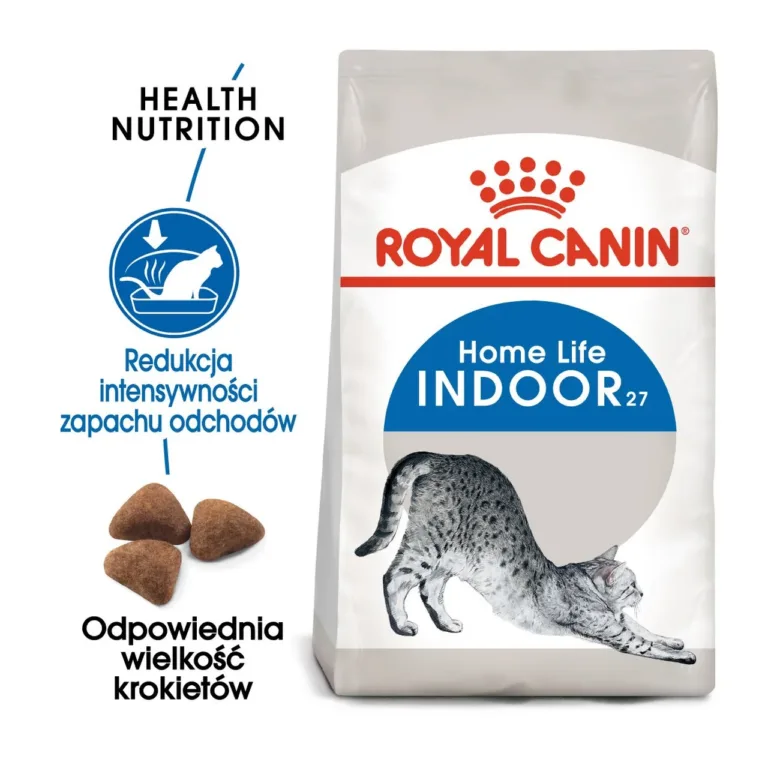 Royal Canin Indoor 27 kassitoit, krõbinate suurus ja koostisosad