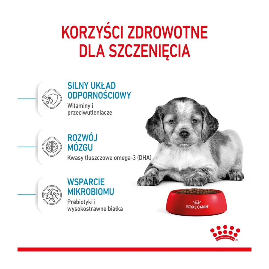 Royal Canin Medium Puppy 15 kg kana- ja köögiviljamaitseline kuivtoit kutsikatele (11–25 kg), naha ja karvastiku tervisele – 10