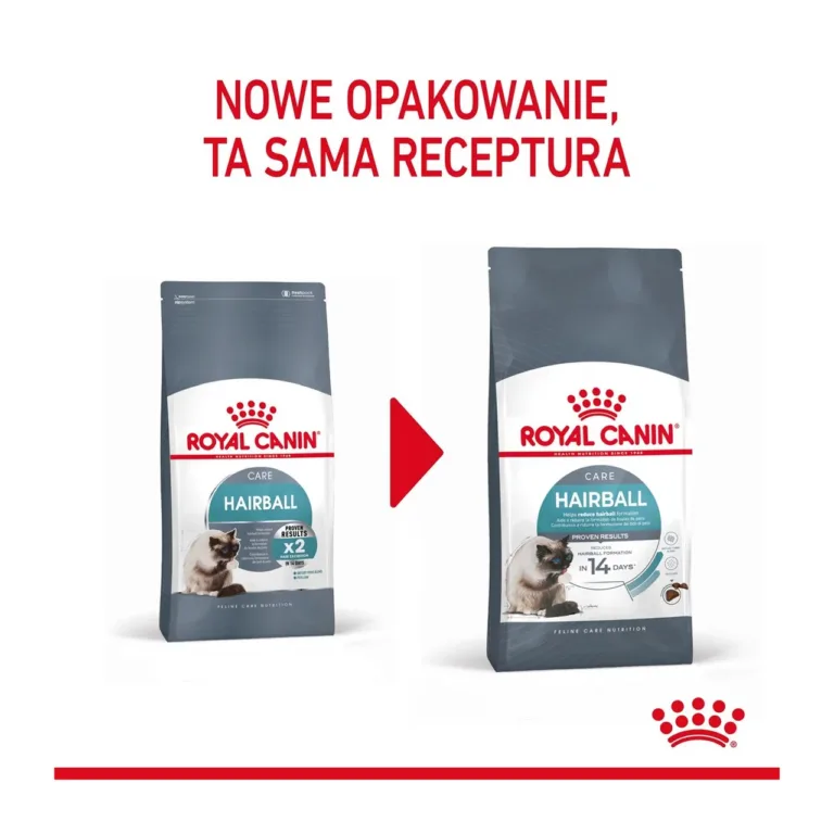 Royal Canin Hairball Care uus ja vana pakend kõrvuti