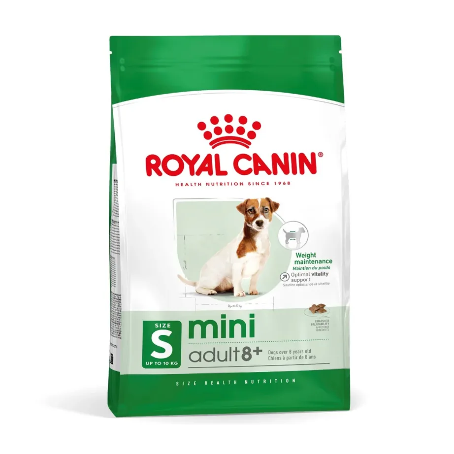 Royal Canin Mini Adult 8+ 8 kg kuivtoit seenior väikest tõugu koertele, linnuliha ja riisiga – 12
