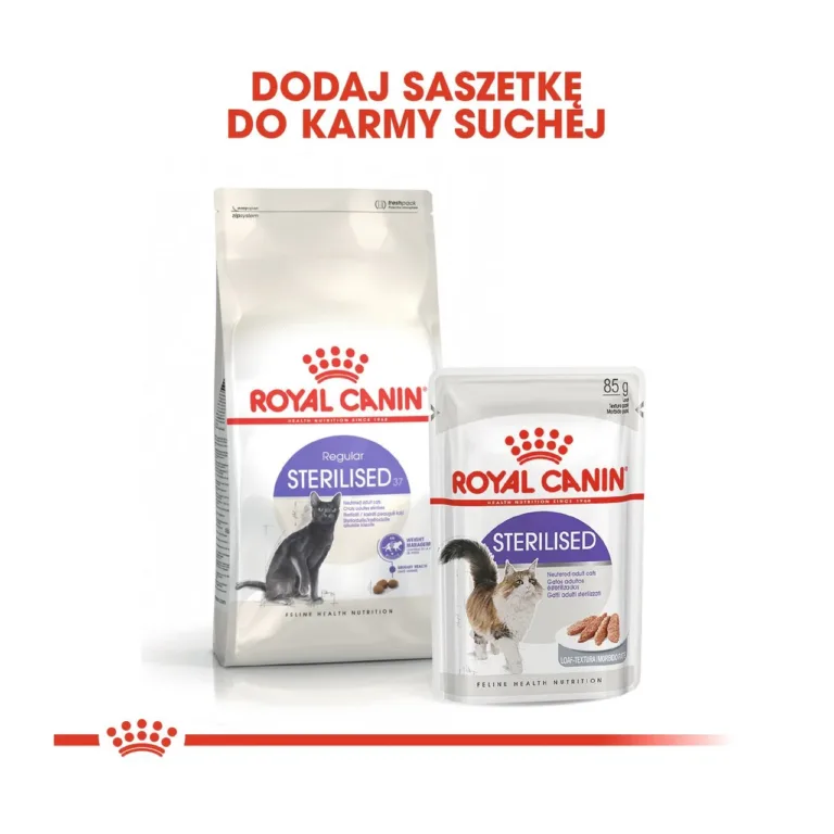 Royal Canin Sterilised 37 steriliseeritud kassi kuivtoit 10 kg pakk ja märgtoit