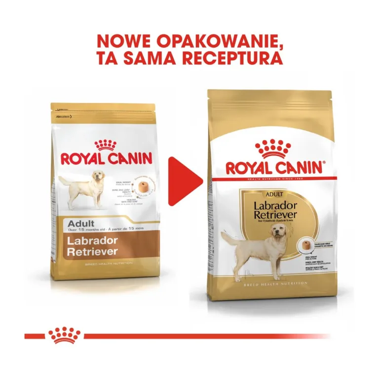 Royal Canin uue ja vana pakendi võrdlus labradori toidule