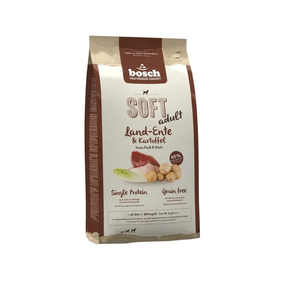 bosch Soft Adult Duck & Potato 2,5 kg teraviljavaba kuivtoit täiskasvanud koertele tundliku seedimisega