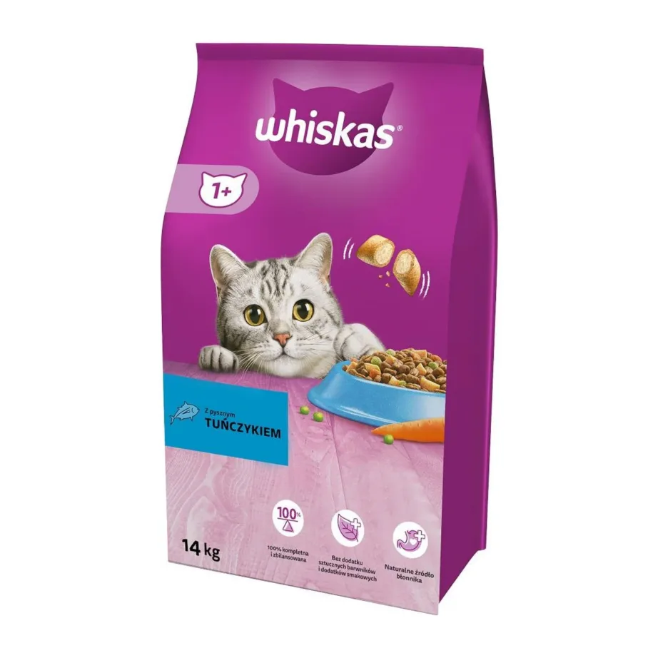 Whiskas Adult tuunikalaga kuivtoit kassidele, 14 kg säilitusaineteta kott