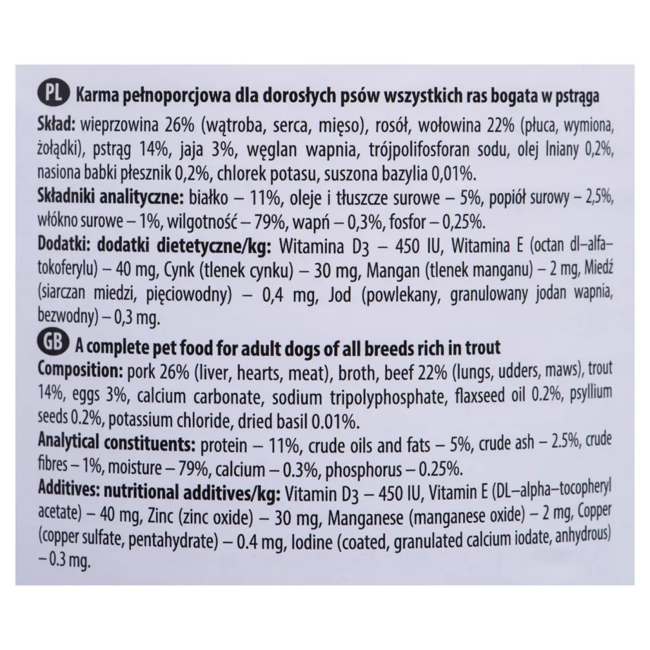 Dolina Noteci etikett: forelliga koerakonserv 400 g