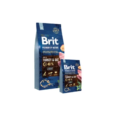 kalkuni-kanaga koeratoit ülekaalulisele Brit Premium by Nature Light 15 kg