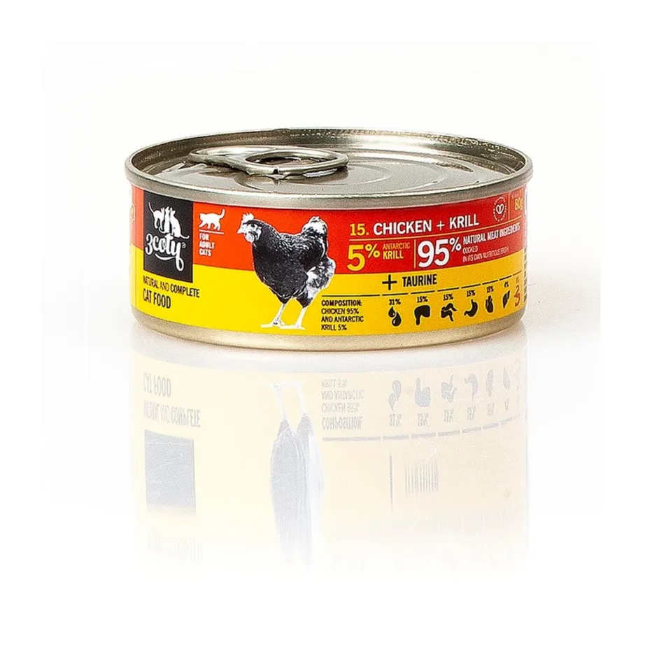 3COTY kana-krilli märg kassitoit 80g teraviljavaba täissööt täiskasvanud kassidele