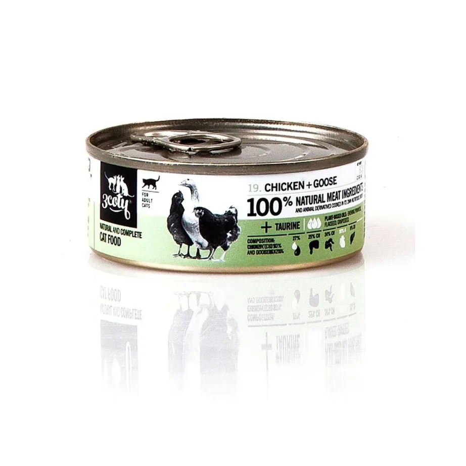 3COTY kana-hanega märgtoit kassile 80g gluteenivaba täistoit täiskasvanud kassidele