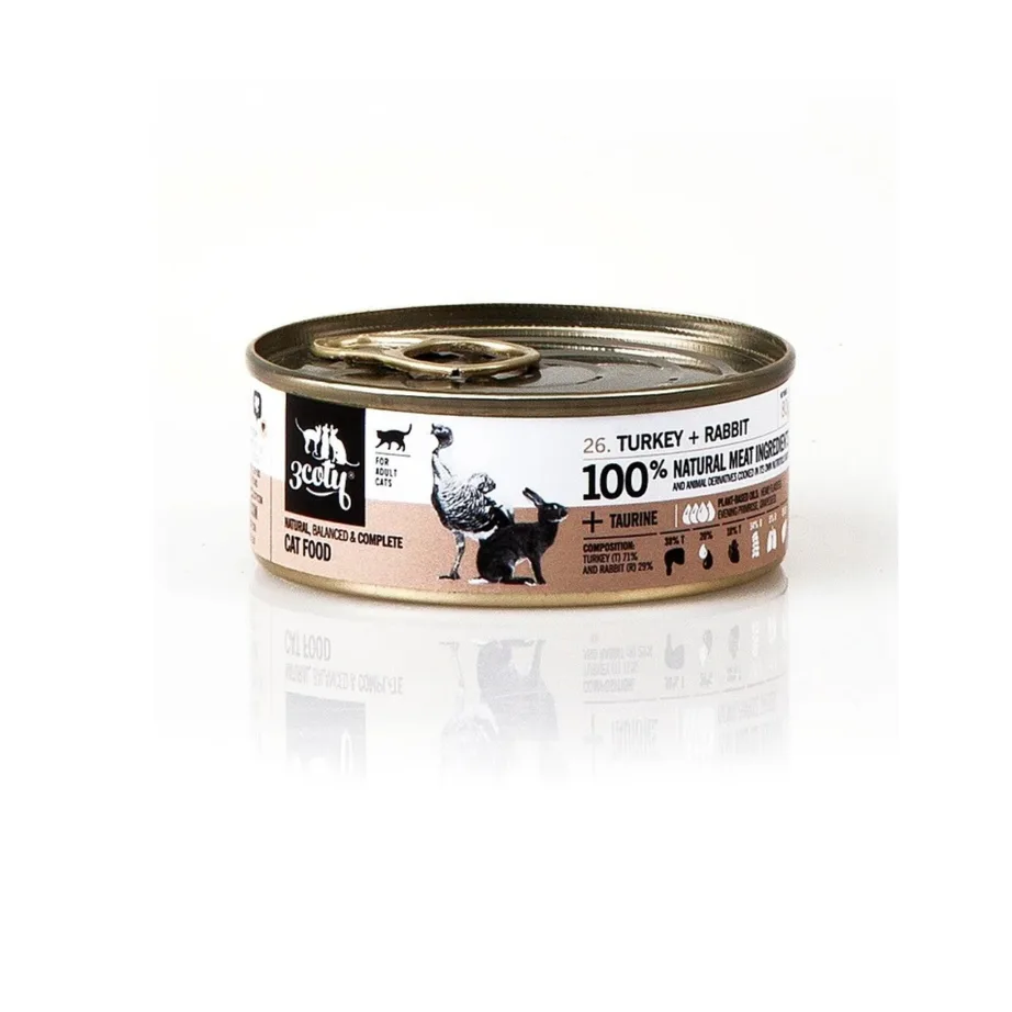 3coty kalkuni ja jänesega 80g teraviljavaba märgtoit täiskasvanud kassile