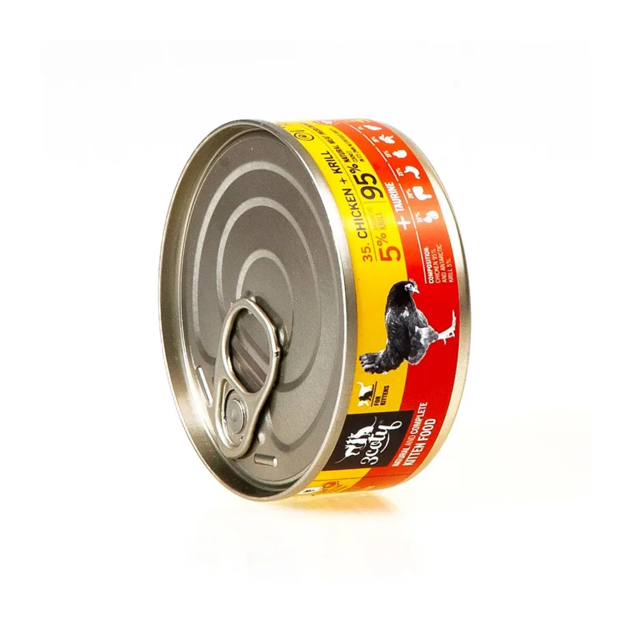 3COTY kana ja krilliga märgtoit kassipoegadele, gluteeni- ja sojavaba konserv 80g – 2