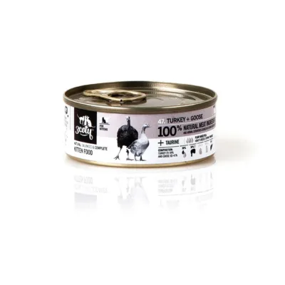 3COTY kalkuni- ja hanega kassipoegade märgtoidu konserv eestvaates