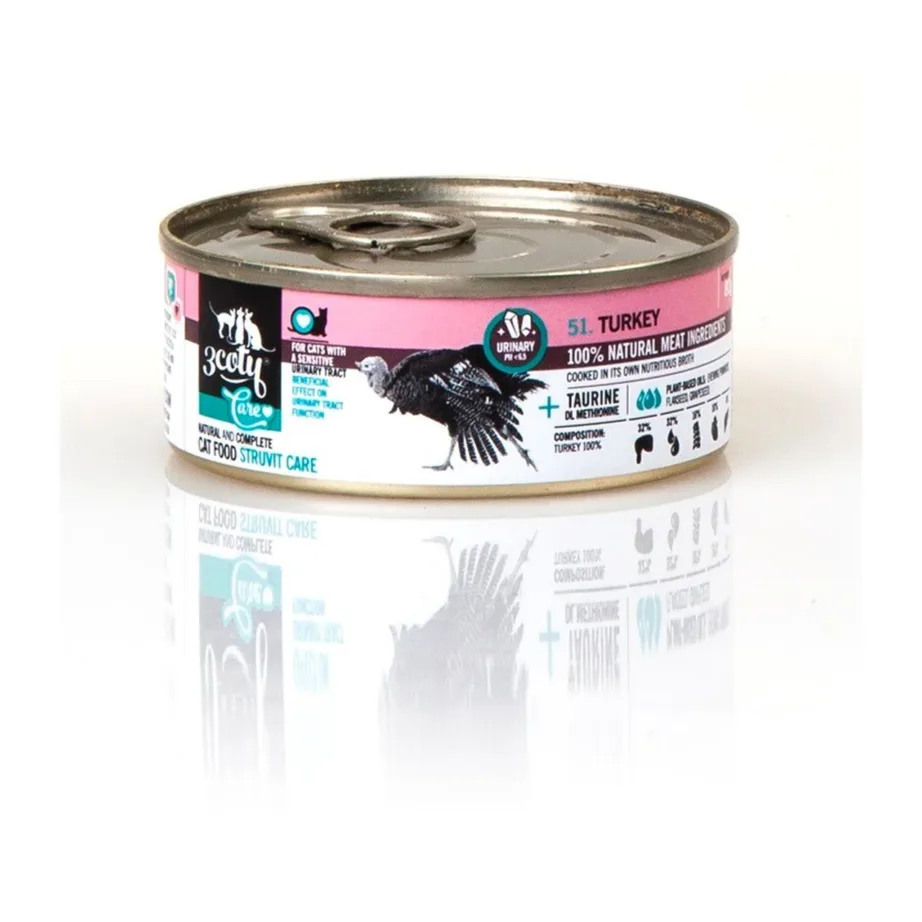 3coty Turkey Struvite Care 80g monoproteiinne märg täissööt kalkunilihaga kassitoit struviitkivide ennetamiseks
