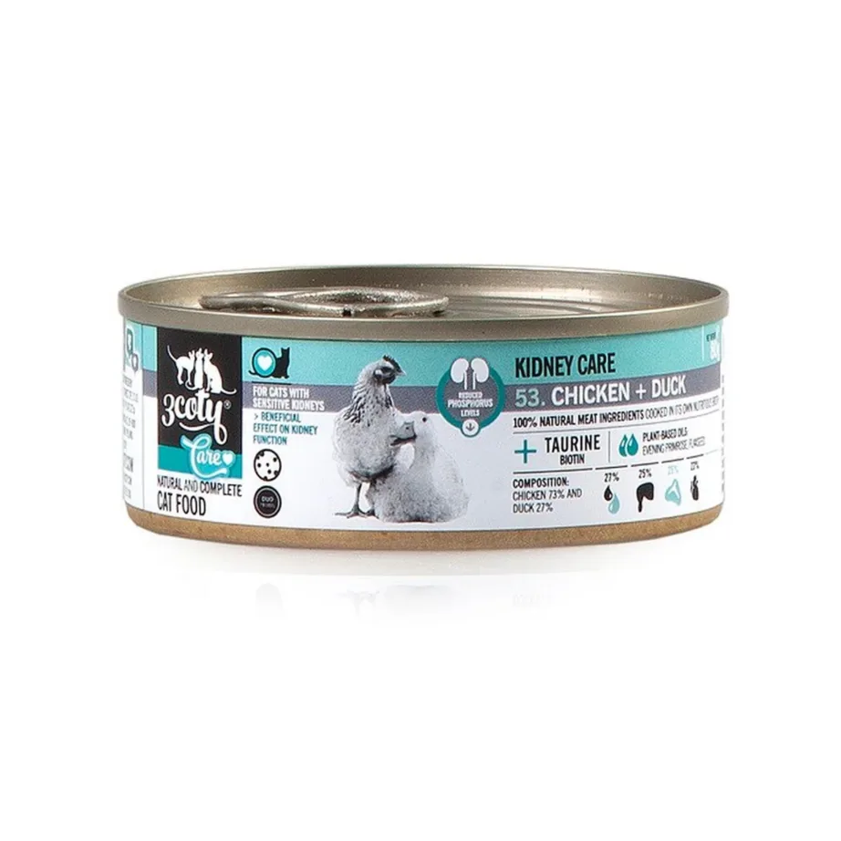 3coty Chicken with Duck Kidney Care 80g gluteenivaba märgtoit täiskasvanud kassidele neerude toetuseks