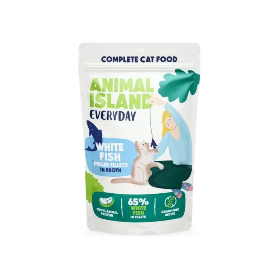 ANIMAL ISLAND Everyday 40 x 85 g veise-, kana-, kalkuni- ja valgekalafileed kastmes täiskasvanud kassidele, teravilja- ja gluteenivaba märgtoit – 4
