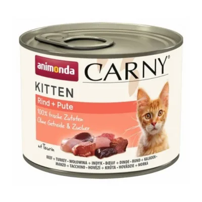 veiseliha kalkuni märgtoit kassipoegadele Animonda Carny 200g purk