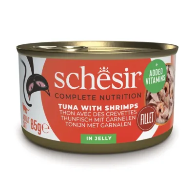 tuunikala krevettidega kassitoit Schesir 85g lähivaade