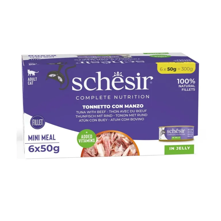 Schesir in Jelly tuunikala veiselihaga märg kassitoit karbis