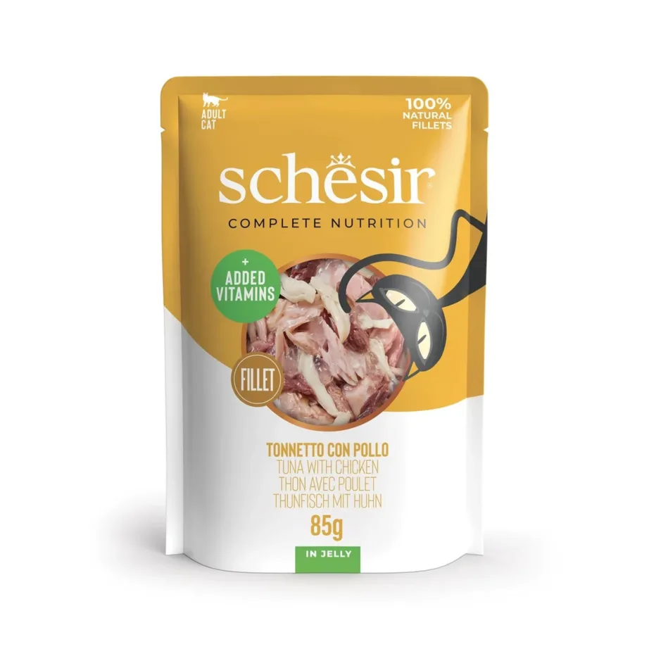 Schesir tuunikala ja kana märgtoit kassile 85g uues pakendis
