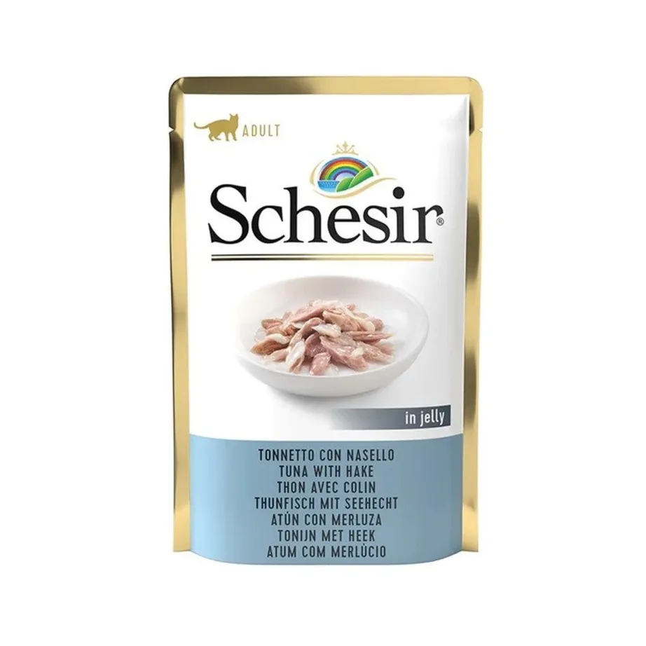 Schesir in Jelly tuunikala ja merihaugiga 85g märg kassitoit täiskasvanud kassile