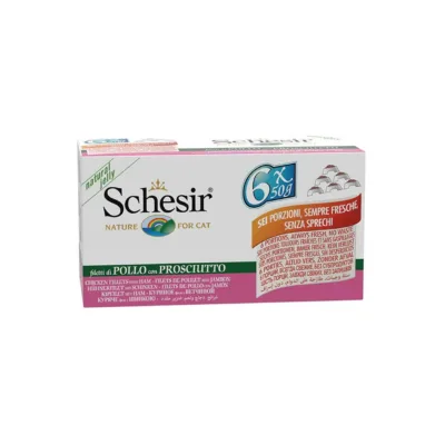 Schesir kana ja singiga kassitoidu 6x50g pakk