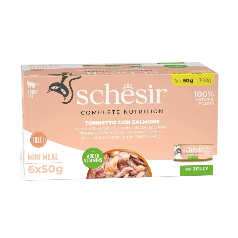 Schesir tuunikala lõhega märg kassitoit 6x50g naturaalsetes fileedes