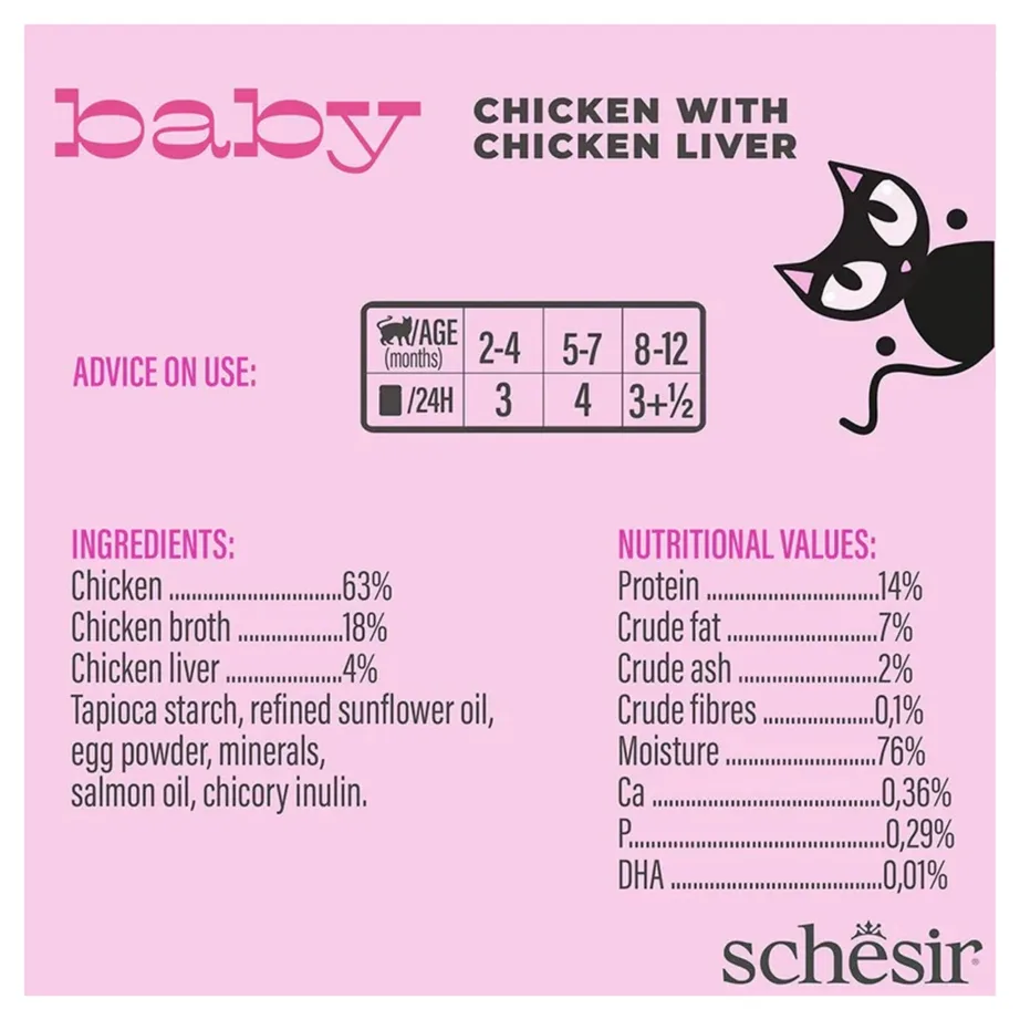 Schesir Baby kana maksaga märgtoit kassipoegadele, 70 g, gluteenivaba – 4