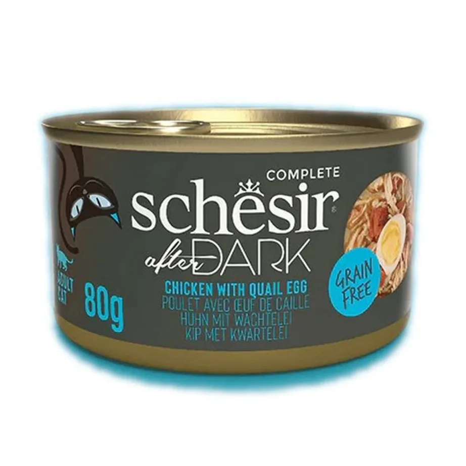 Agras Pet Foods Schesir After Dark kanafilee ja vutimunaga 80g märgtoit täiskasvanud kassidele
