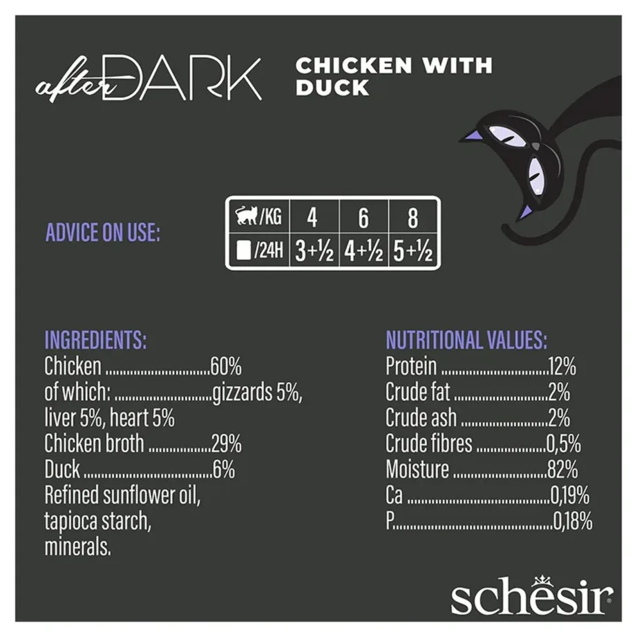 Schesir After Dark 80g kanafilee ja pardiga teraviljavaba märgtoit täiskasvanud kassile – 4