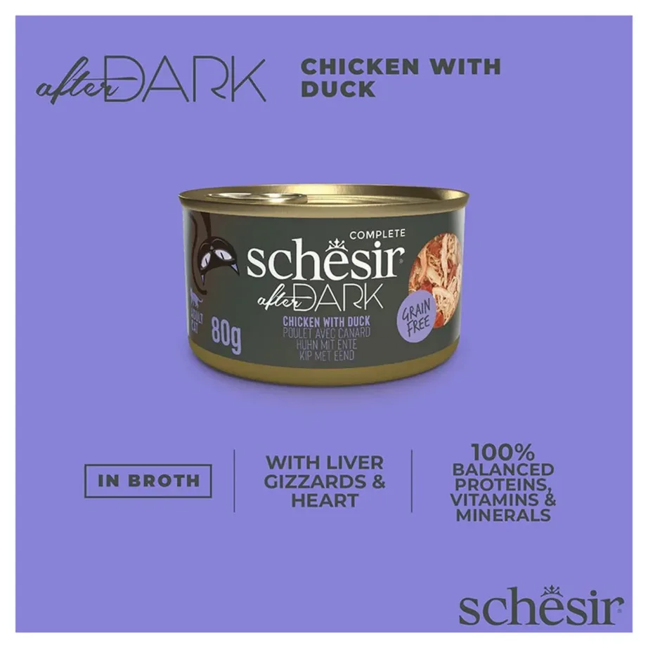 Schesir After Dark 80g kanafilee ja pardiga teraviljavaba märgtoit täiskasvanud kassile – 6