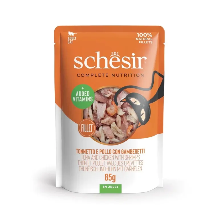 Schesir tuunikala kana krevettidega kassitoit 85g pakend