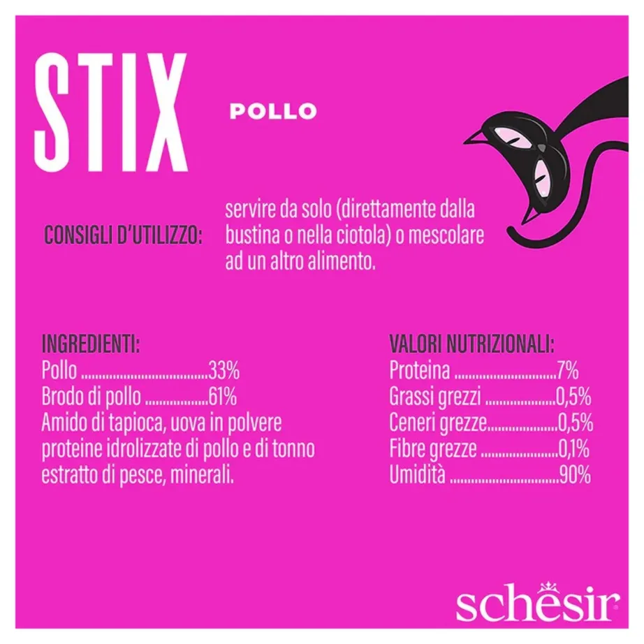 Schesir Stix Cream of Chicken 6x15g teraviljavaba kanapasta maius täiskasvanud kassidele – 4