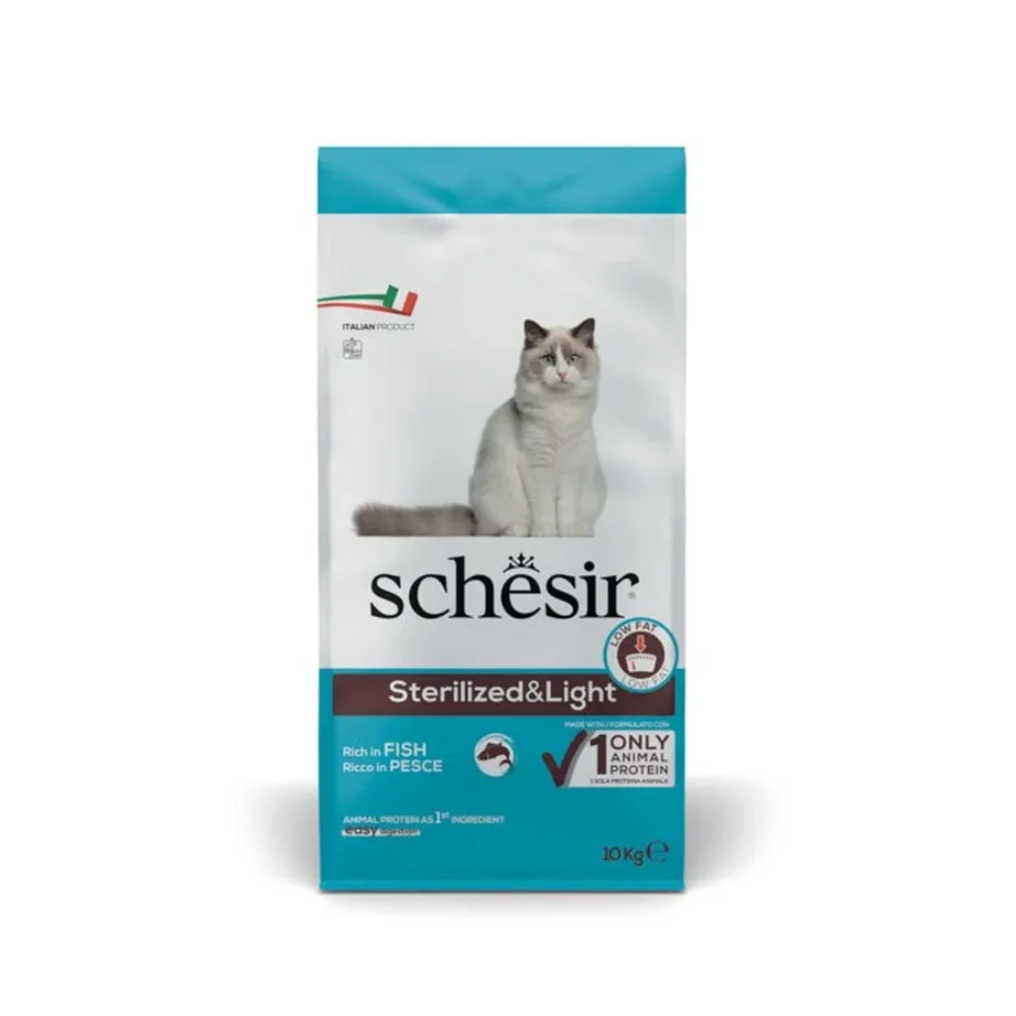 Schesir Adult Sterilized & Light 10 kg kalaga monoproteiinne kuivtoit steriliseeritud kassidele