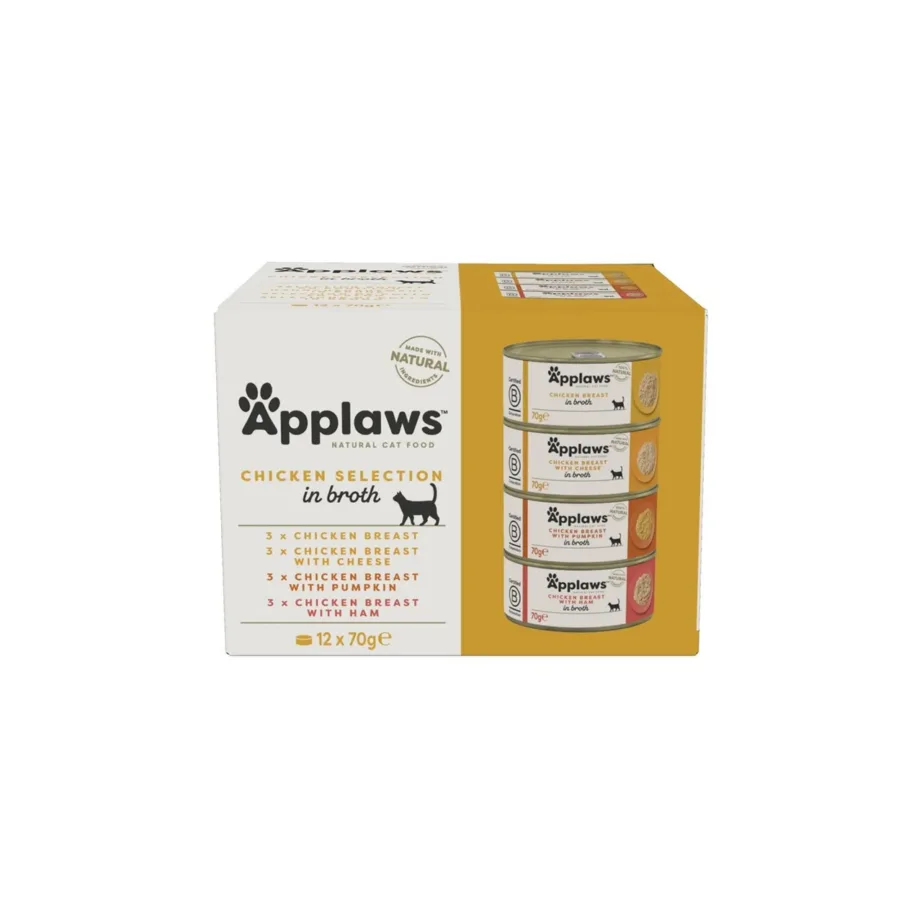 Applaws Chicken Selection in Broth 12x70g gluteenivaba märgtoit täiskasvanud kassidele