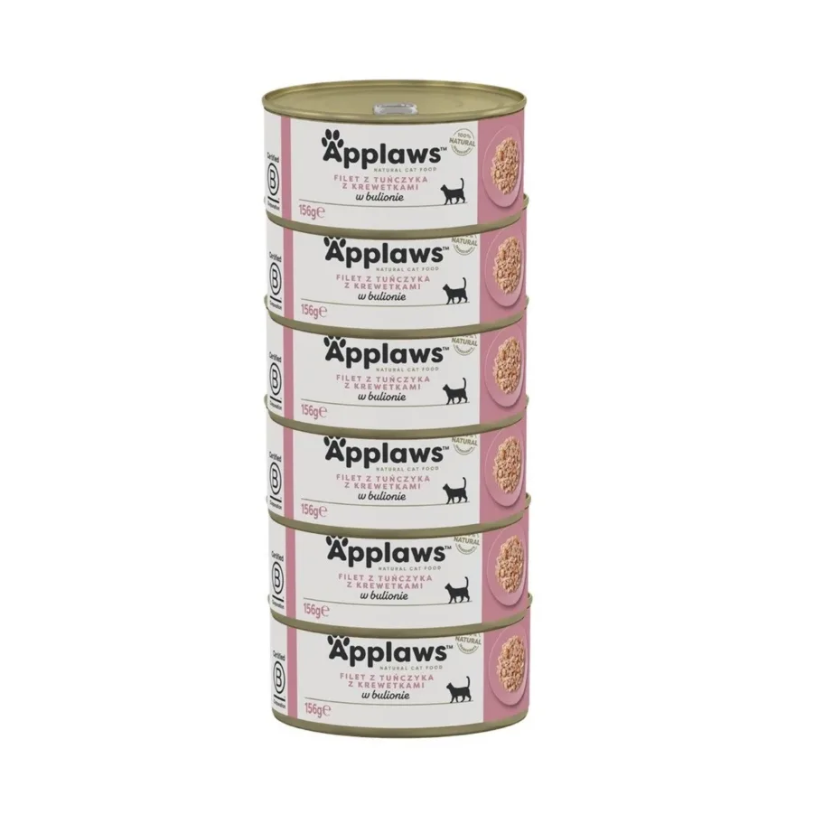 Applaws tuunikala ja krevettidega gluteenivaba märg kassitoit 6x156g