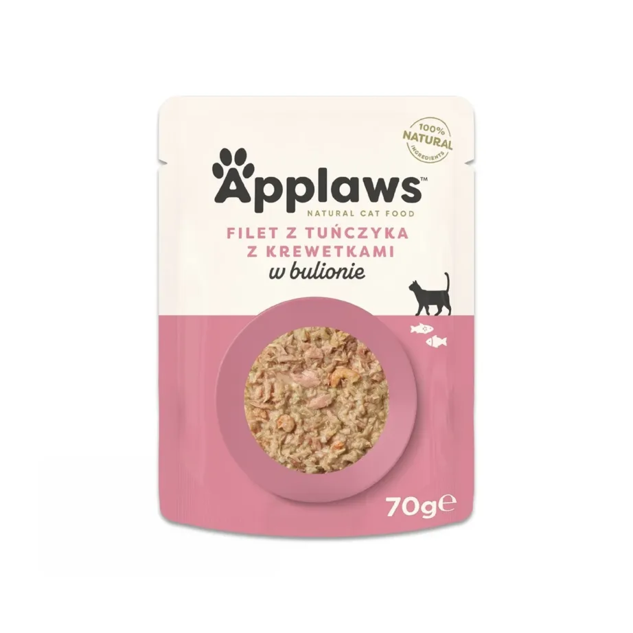 Applaws tuunikala ja krevettidega kassitoit 70g märgtoit täiskasvanud kassidele, gluteenivaba ja ilma kunstlike lisaaineteta