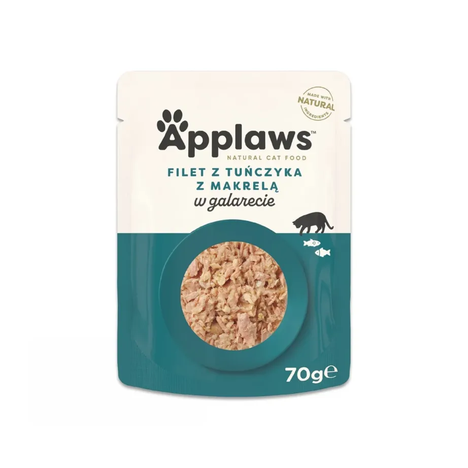 Applaws tuunikala- ja makrellifilee tarretises 70 g gluteenivaba märgtoit täiskasvanud kassile