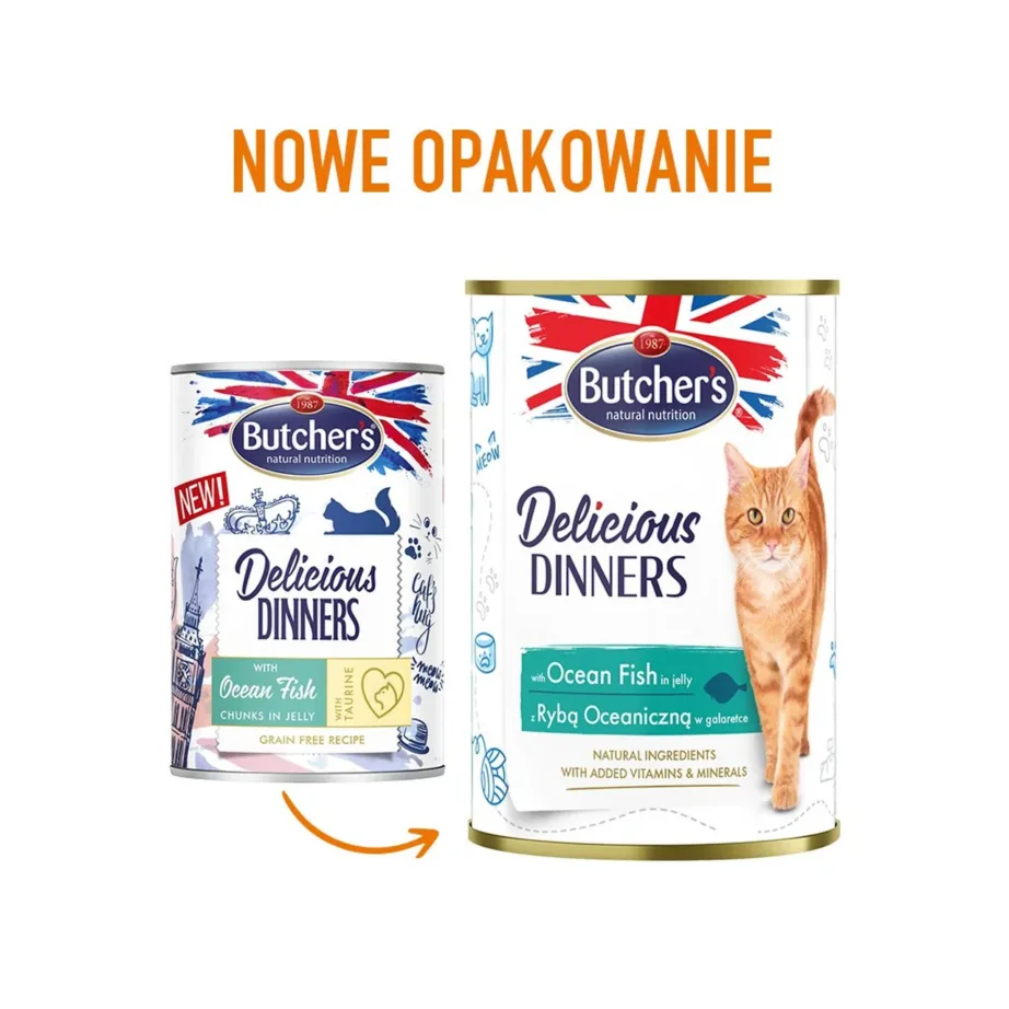 märg kassitoit kalaga uues ja vanas Butcher's pakendis