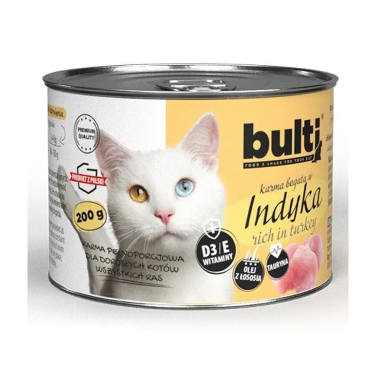 Bult kalkuni märgtoit kassile, 200g konserv