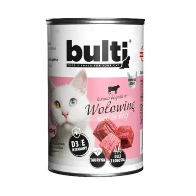 veiseliha märgtoit kassile BULTI 400g konserv pakend
