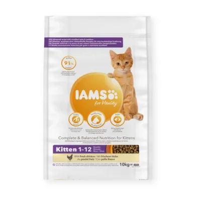 kanamaitseline kuivtoit kassipoegadele IAMS 10 kg pakk