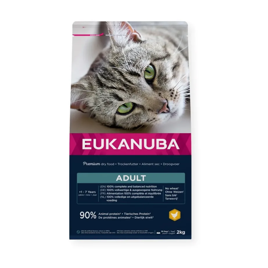 EUKANUBA Premium Adult Chicken 2 kg gluteenivaba kuivtoit täiskasvanud kassidele